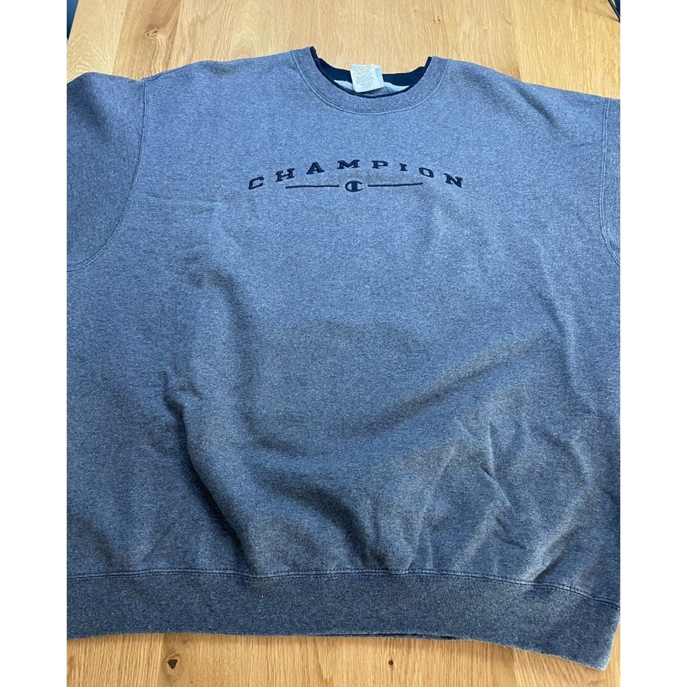 Champion Sweatshirt Mens XL Gray Crewneck Embroidered Script Logo Long Sleeve - Picture 9 of 9